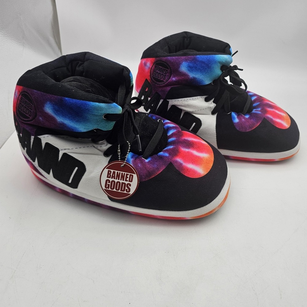 Banned Goods Plush High Top Sneaker Slippers Tie Dye Galaxy Adult One Size NWT